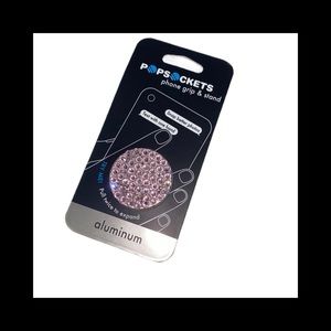 Luxe Crystal Light Rose Pink PopSocket Phone Holder Grip New